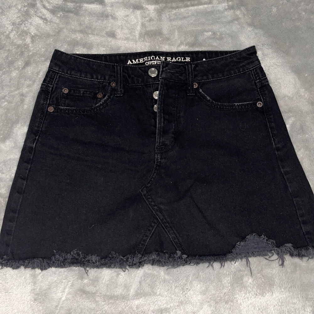 American eagle black jean skirt